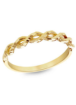 Tuscany Gold 9ct Yellow Gold Diamond Cut Half Twist Ring