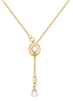 Tuscany Gold 9ct Yellow Gold Freshwater Pearl Drop Slider Necklace