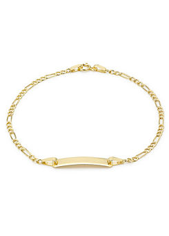 Tuscany Gold 9ct Yellow Gold Hollow Figaro ID Bracelet