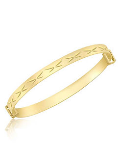 Tuscany Gold 9ct Yellow Gold ID Diamond Cut Double Oblique Expandable Baby Bangle