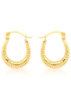 Tuscany Gold 9ct Yellow Gold Patterned Creole Earrings