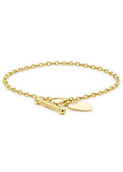 Tuscany Gold Personalised 9ct Gold Heart T-Bar Bracelet