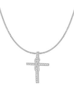 Tuscany Silver Sterling Rhodium Plated Cubic Zirconia ’Figure 8’ Cross Pendant on Chain