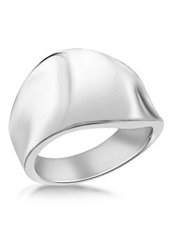 Tuscany Silver Sterling Silver Concave Wave Band Ring