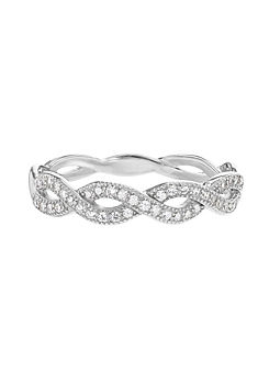 Tuscany Silver Sterling Silver Rhodium Plated Cubic Zirconia Twined-Band Ring