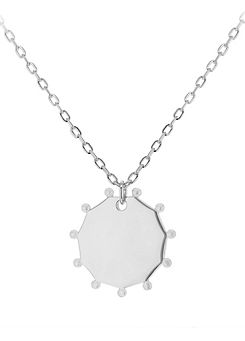 Tuscany Silver Sterling Silver Studded Hendecagon Necklace