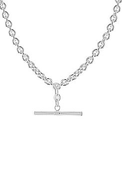 Tuscany Silver Sterling T-Bar Belcher Chain Albert-Clasp Necklace