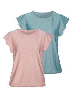 Vivance Pack of 2 Eyelet Embroidered T-Shirts