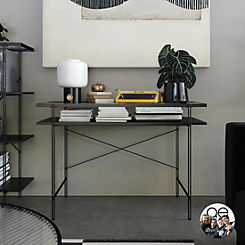 Wainwright Black Wood Desk with Glass Shelf