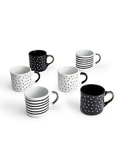 Waterside 6 Piece Stripe & Spots Mugs