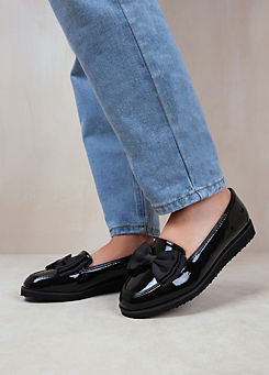 Where’s That From Alpha Black Patent Bow Detail Loafers