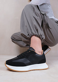Where’s That From Metro Black Suede Runner Trainers