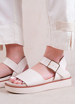Where’s That From Phoenix Cream Extra Wide Fit Buckle Flat Sandals