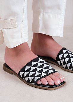 Where’s That From Sycamore Black Textured Flat Sandals