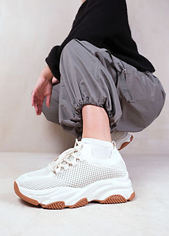 Where’s That From Whisper Beige Chunky Sole Knit Trainers