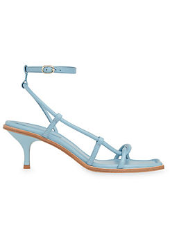 Whistles Mollie Blue Leather Twist Front Heeled Sandals