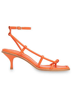 Whistles Mollie Orange Leather Twist Front Heeled Sandals