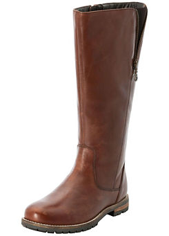 Wide Leg Leather Knee High Boot