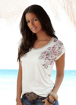 beachtime Lace Detail Paisley T-Shirt