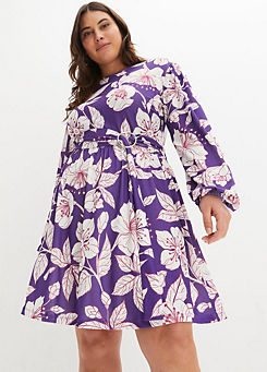 bonprix Belted Floral Print Dress