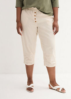 bonprix High Waist Cropped Linen Trousers