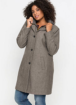 bonprix Hooded 2-In-1 Wool Blend Coat