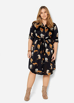 bonprix Leopard Print Glossy Shirt Dress