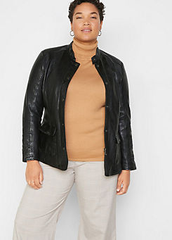 bonprix Long Sleeve Leather Jacket