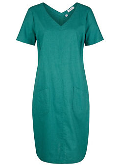 bonprix V-Neck Linen Blend Dress