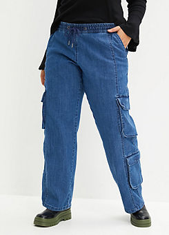 bonprix Wide Leg Denim Cargo Jeans