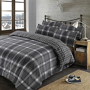 Catherine Lansfield Brushed Cotton Winter Animals Duvet Set - Grey