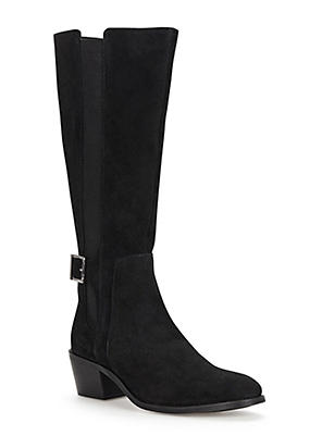 Tall black suede store boots with heel