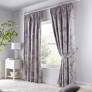 Catherine Lansfield Crushed Velvet Lined Eyelet Curtains