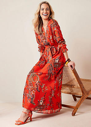 Floral Print Wrap Ruffle Hem Midaxi Dress by Love Mark Heyes