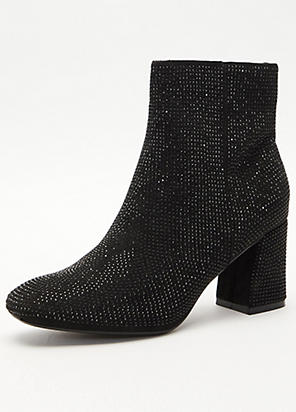 Diamante heel ankle clearance boots