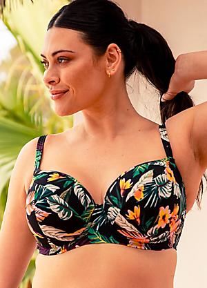 Malia Tropical Print Push-Up Bikini Top by Lascana