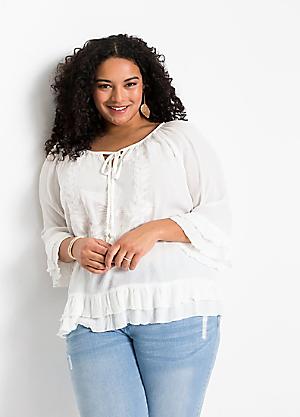 white embroidered top