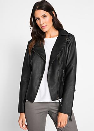 womens brown leather jacket with fur collar