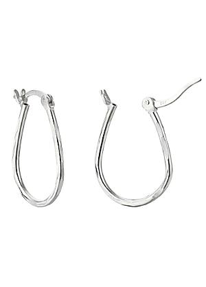 Sterling Silver Rhodium Plated Bevel Cirque Link Twin Hoop Earrings