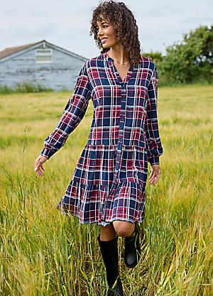 Long plaid shirt clearance dress