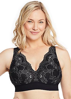 Glamorise Full Figure Wonderwire Front Close Stretch Lace Bra with