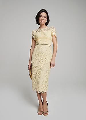 chinese dress ladies Rose Lace Eyelet Detail Short Sleeve Midi Dress – SSYS main image 0