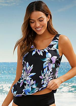Plus Tropical Top With Shorts Tankini