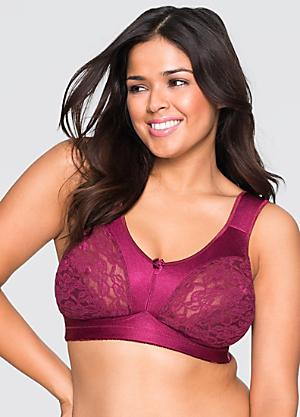 TELIMUSSTO Women's Floral Lace Bra Plus Size Firm Hold Non Wired