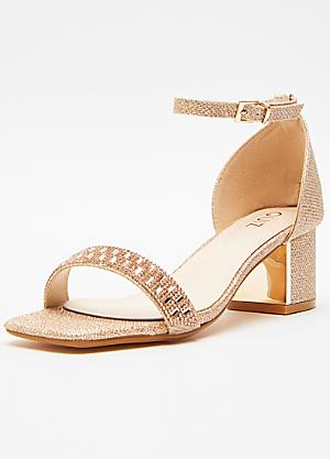 Quiz low store heel silver sandals