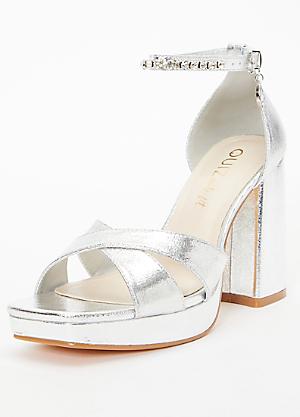 Quiz silver clearance block heel sandals