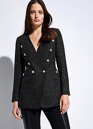 In The Style x Lorna Luxe longline fitted blazer in black
