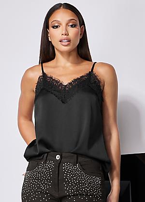 Camisole Top with Lace - Black - Ladies