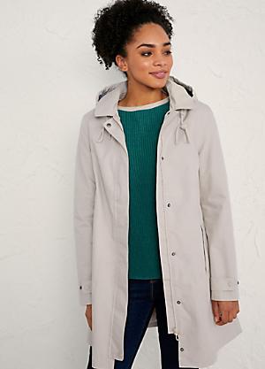 hooded mac coat womens