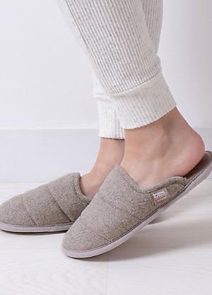 Totes grey suede mule best sale with faux fur collar